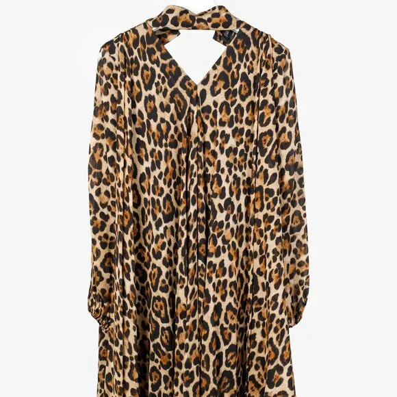 Blumarine PF/21 Leopard-Print Cut-Out Pleated Mini Dress - Picture 3 of 12